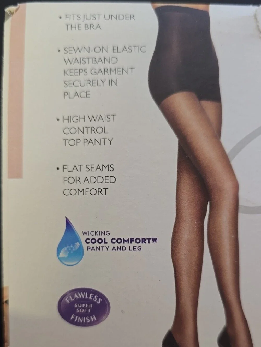 Hanes Silk Reflections High Waist Control Top Hose - Barely Black